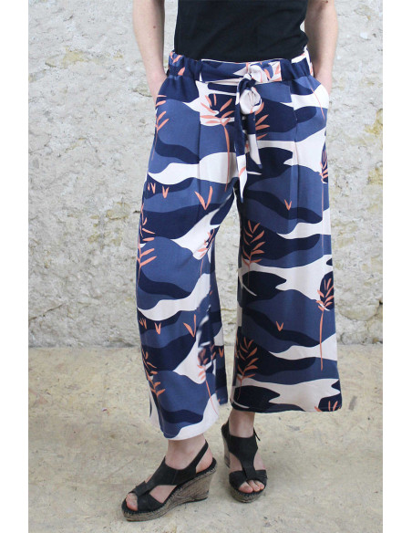 Solis blue viscose crepe fabric - Églantine & Zoé