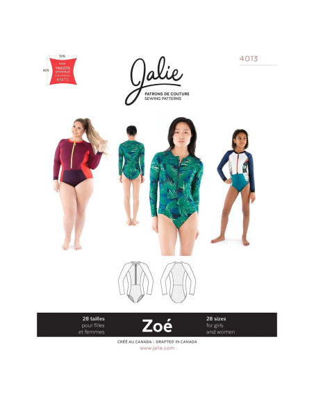Zoé Long-Sleeve Zip-Up Shirt Pattern - Jalie 4013