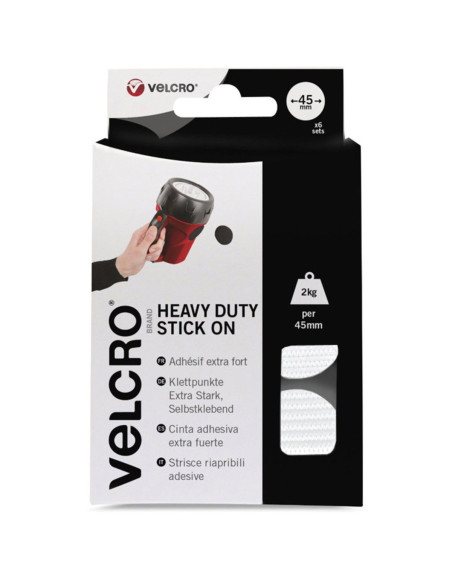 VELCRO® Brand Extreme Adhesive Hook and Loop Dots 45mm x 6 White