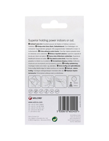 VELCRO® Brand Extreme Adhesive Hook and Loop Strips 50mm x 100mm x 2 White