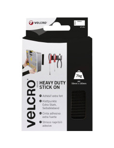 VELCRO® Brand Extreme Fasteners Adhesive Hook and Loop Strips 50mm x 100mm x 2 Black