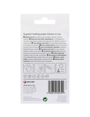 VELCRO® Brand Extreme Fasteners Adhesive Hook and Loop Strips 50mm x 100mm x 2 Black