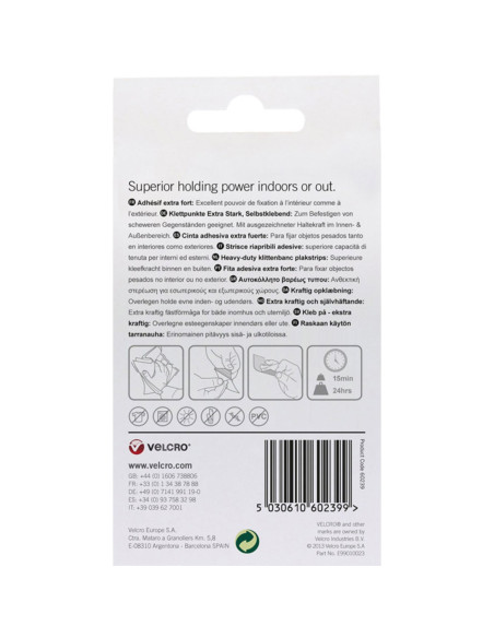 VELCRO® Brand Extreme Fasteners Adhesive Hook and Loop Strips 50mm x 100mm x 2 Black