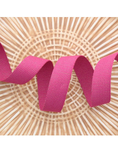 Polyester lurex strap with cotton appearance - Fuchsia and gold