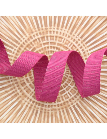Polyester lurex strap with cotton appearance - Fuchsia and gold