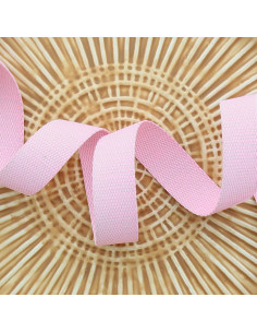 Polyester lurex strap with a cotton appearance - Baby pink and silver