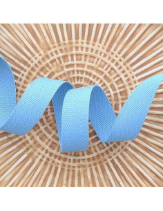 Polyester lurex strap with a cotton appearance - Baby blue and silver