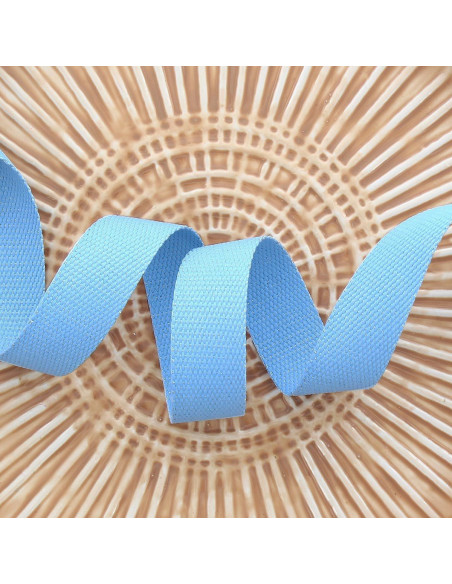 Polyester lurex strap with a cotton appearance - Baby blue and silver