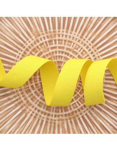 Polyester lurex strap with cotton appearance - Yellow and silver