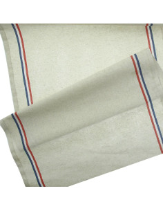 Cotton and linen tea towel fabric - Blue and red