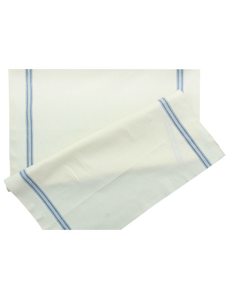 Cotton tea towel fabric - Beige and blue