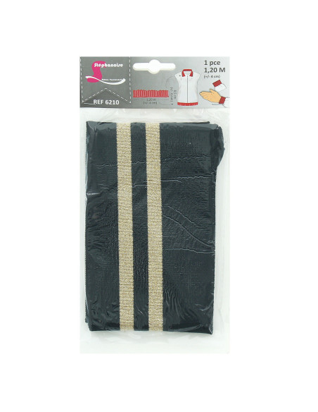 Ribbed cuffs and waistband - Black with gold stripes