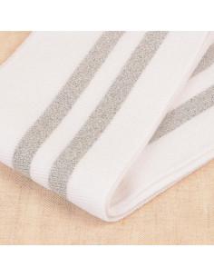 Ribbed cuffs and waistband - White with silver stripes