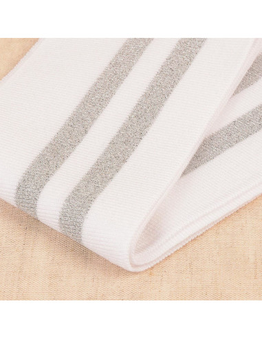 Ribbed cuffs and waistband - White with silver stripes