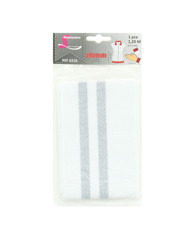 Ribbed cuffs and waistband - White with silver stripes