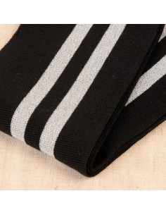 Ribbed cuffs and waistband - Black with silver stripes