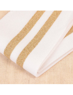 Ribbed cuffs and waistband - White with gold stripes