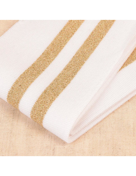 Ribbed cuffs and waistband - White with gold stripes