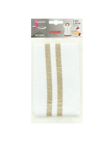 Ribbed cuffs and waistband - White with gold stripes