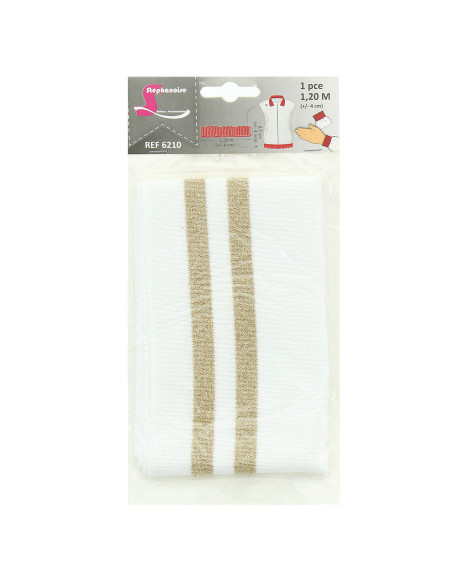 Ribbed cuffs and waistband - White with gold stripes