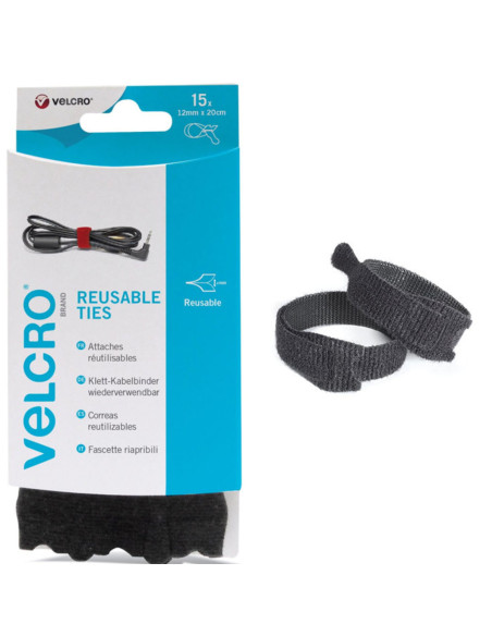 VELCRO® ONE-WRAP® Cable Ties 12mm x 20cm x 15 black