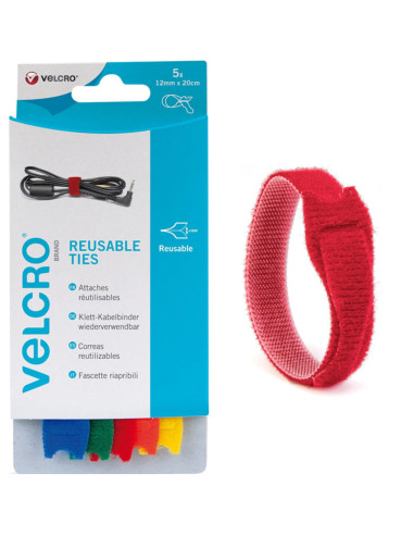 VELCRO® ONE-WRAP® Cable Ties 12mm x 20cm x 5 Multicolored