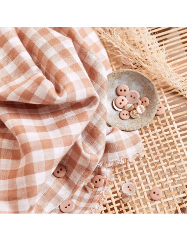 Off-White Maple Gingham Double Gauze Fabric - Atelier Brunette