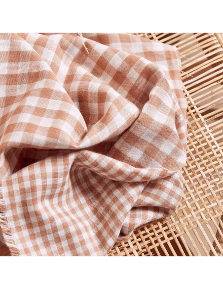 Off-White Maple Gingham Double Gauze Fabric - Atelier Brunette