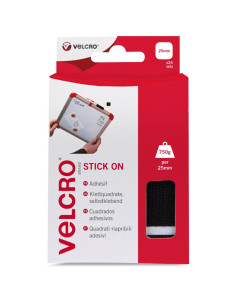 VELCRO® Brand Self-Adhesive Hook and Loop Squares 25mm x 24 black