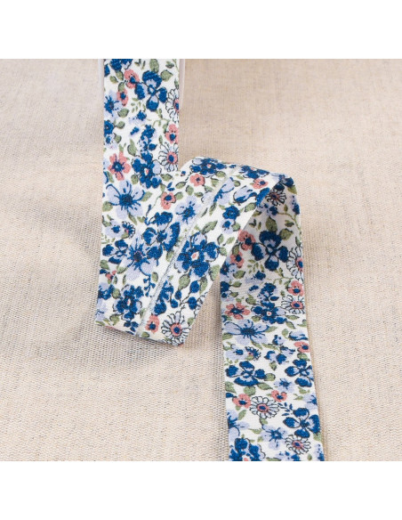 Organic Flower Bias - Navy Blue
