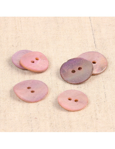 Glitter mother-of-pearl button - Baby pink