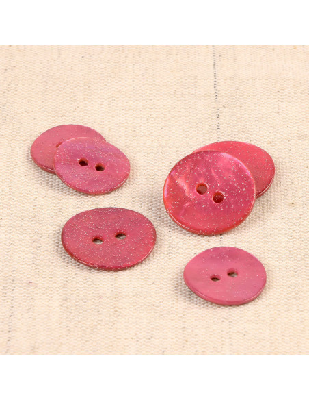 Glitter mother-of-pearl button - Fuchsia