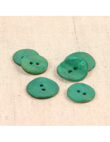 Glitter mother-of-pearl button - Normandy green