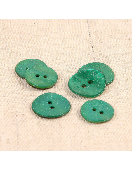 Glitter mother-of-pearl button - Normandy green