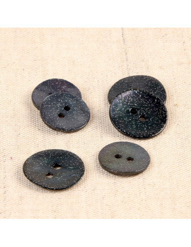 Glitter mother-of-pearl button - Anthracite gray