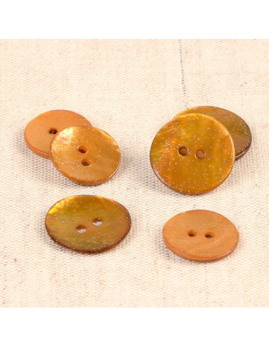 Glitter mother-of-pearl button - Mustard