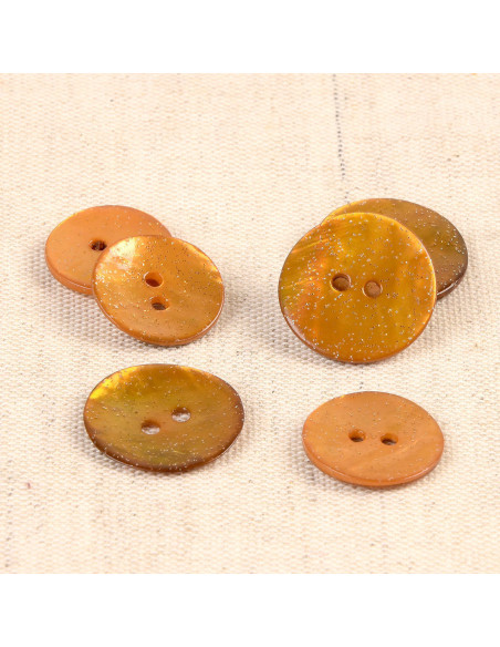Glitter mother-of-pearl button - Mustard