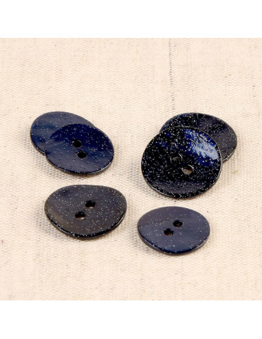 Navy blue glitter mother-of-pearl button