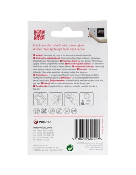 VELCRO® Brand Self-Adhesive Hook and Loop Dots 16mm x 16mm Black