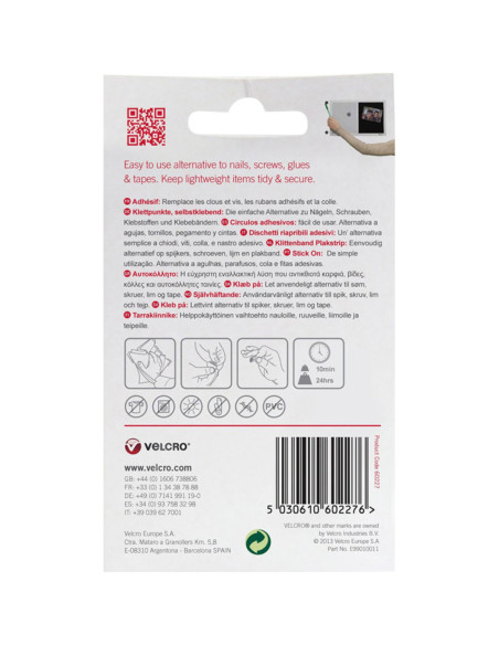 VELCRO® Brand self-adhesive hook and loop dots 16mm x 16mm white