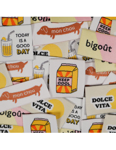 Set of 5 woven labels - Funny Assortment