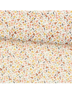 Floral cotton voile fabric - Coral violet