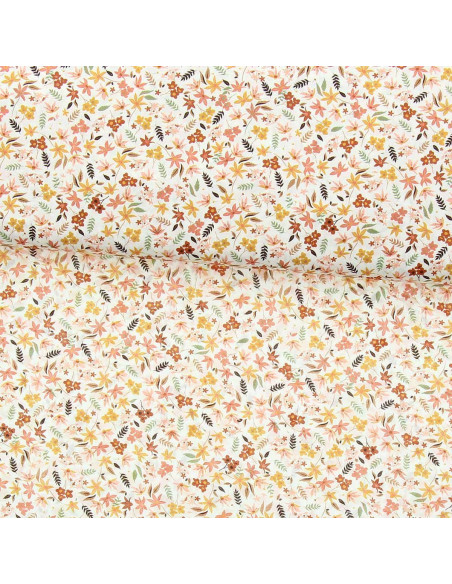 Floral cotton voile fabric - Coral violet