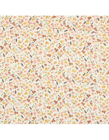Floral cotton voile fabric - Coral violet