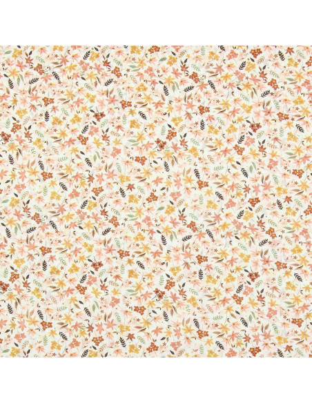 Floral cotton voile fabric - Coral violet