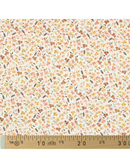 Floral cotton voile fabric - Coral violet