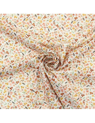 Floral cotton voile fabric - Coral violet