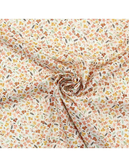 Floral cotton voile fabric - Coral violet