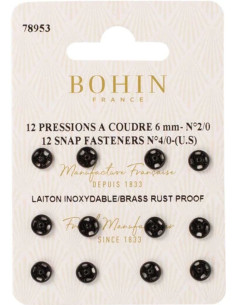 6 mm Bohin Snap Fasteners - Black