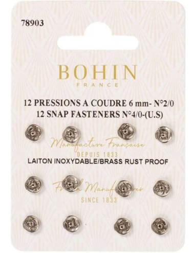6 mm Bohin Sew-on Snaps - Silver
